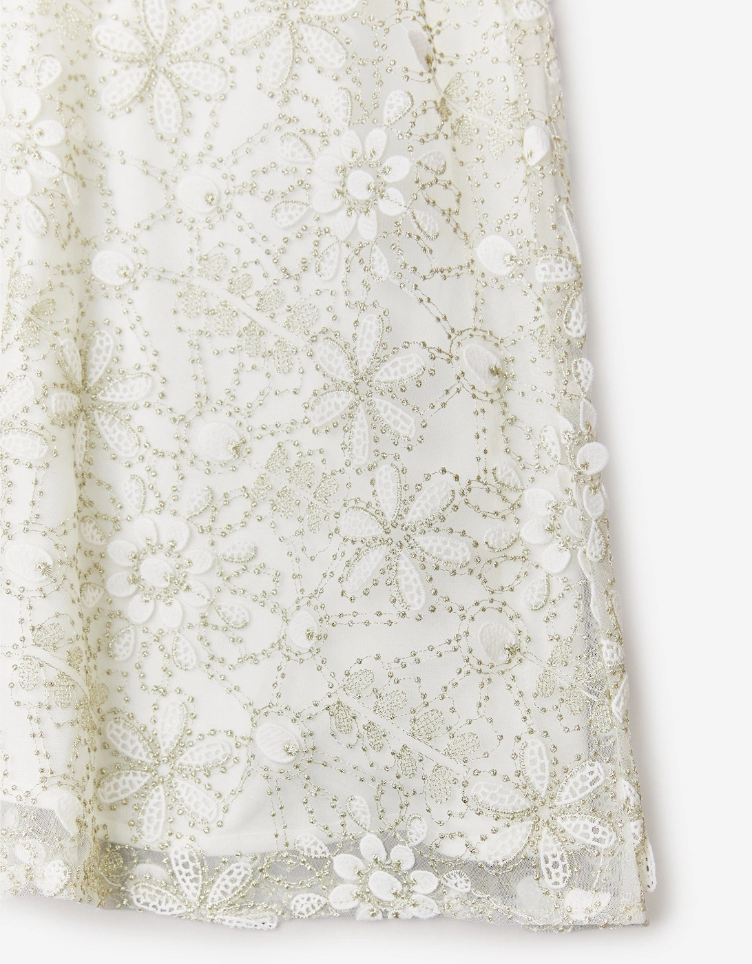 BCBGMAXAZRIA Girls Embroidered Floral Lace Dress in Ivory