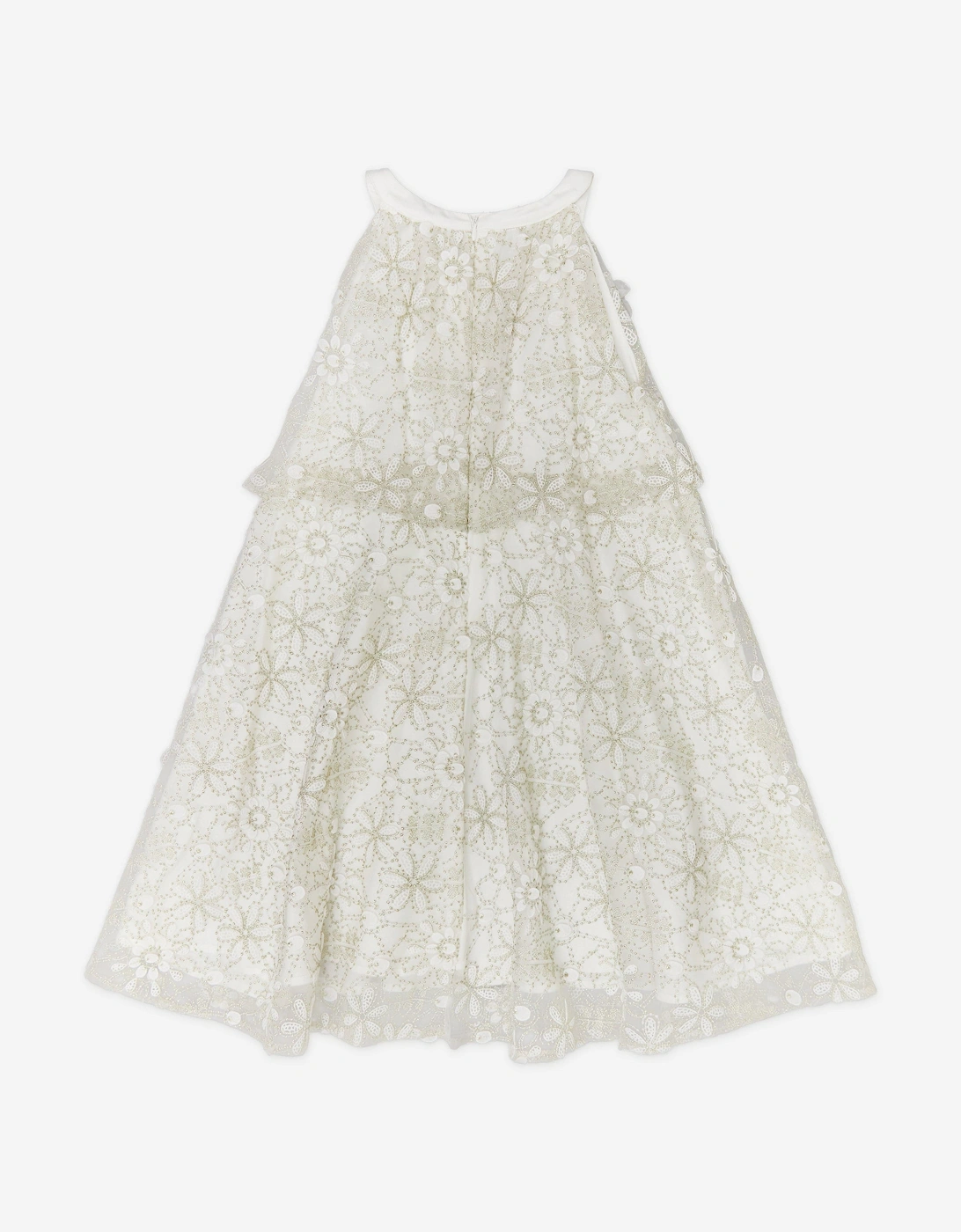 BCBGMAXAZRIA Girls Embroidered Floral Lace Dress in Ivory