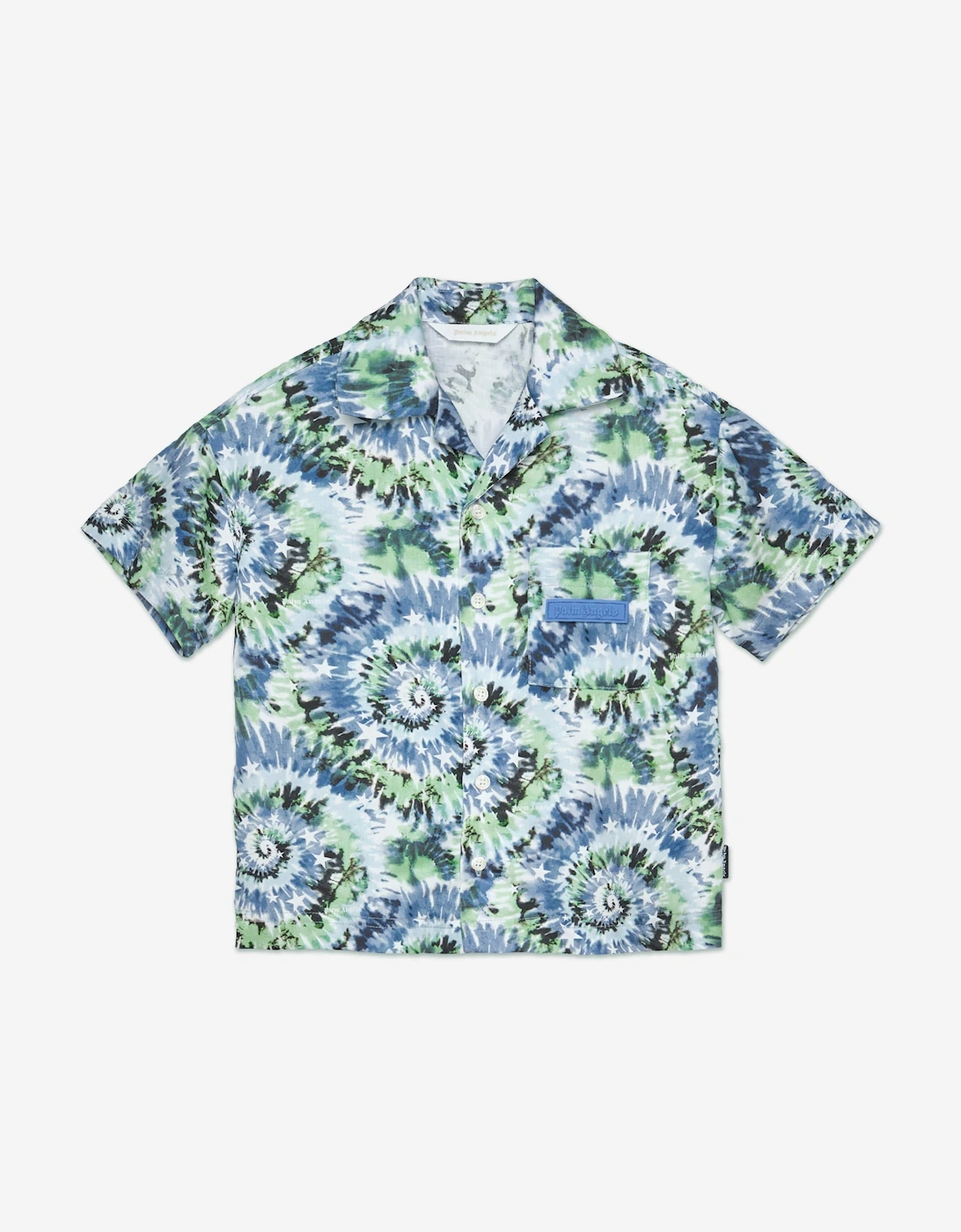 Boys AOP Tie-Dye Bowling Shirt in Blue, 5 of 4