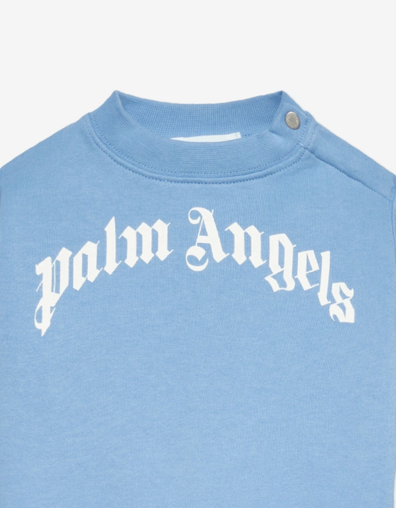Baby Boys Curved Logo Sweatshirt in Blue