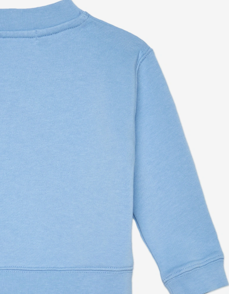 Baby Boys Curved Logo Sweatshirt in Blue