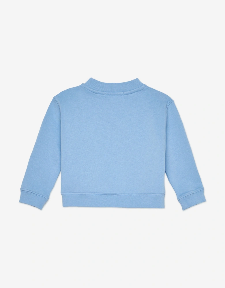 Baby Boys Curved Logo Sweatshirt in Blue