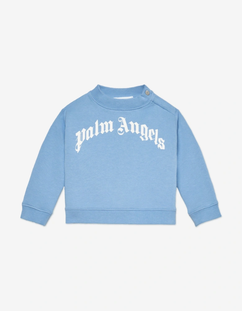 Baby Boys Curved Logo Sweatshirt in Blue