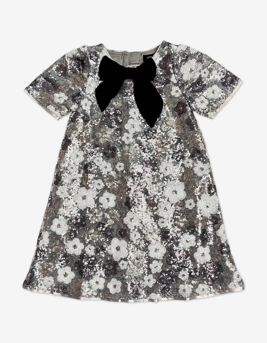 BCBGMAXAZRIA Girls Floral Sequin Dress in Silver, 5 of 4