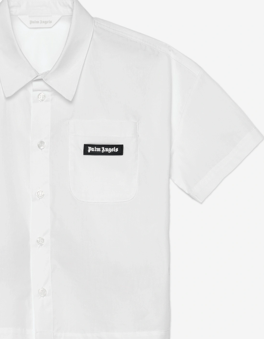 Boys Curved Logo Overshirt in Ivory