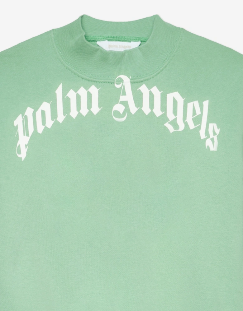 Boys Curved Logo Regular Sweatshirt in Green
