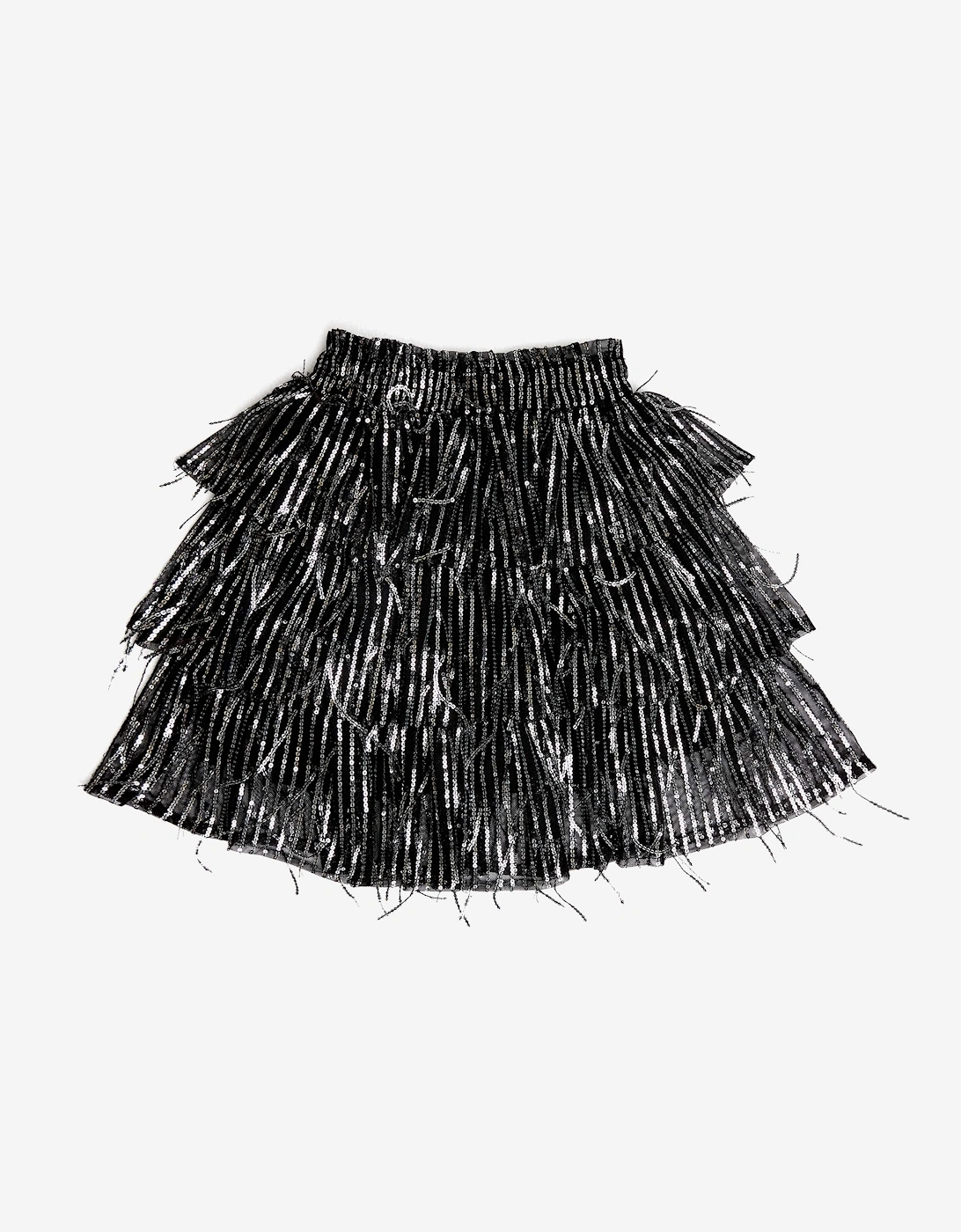 BCBGMAXAZRIA Girls Sequin Fringe Skirt in Black