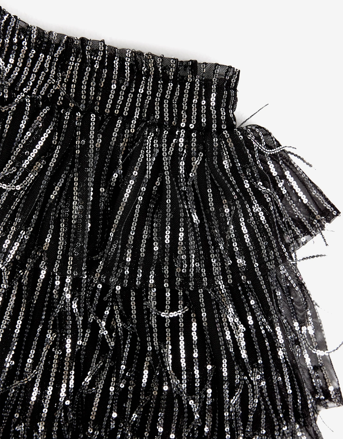 BCBGMAXAZRIA Girls Sequin Fringe Skirt in Black