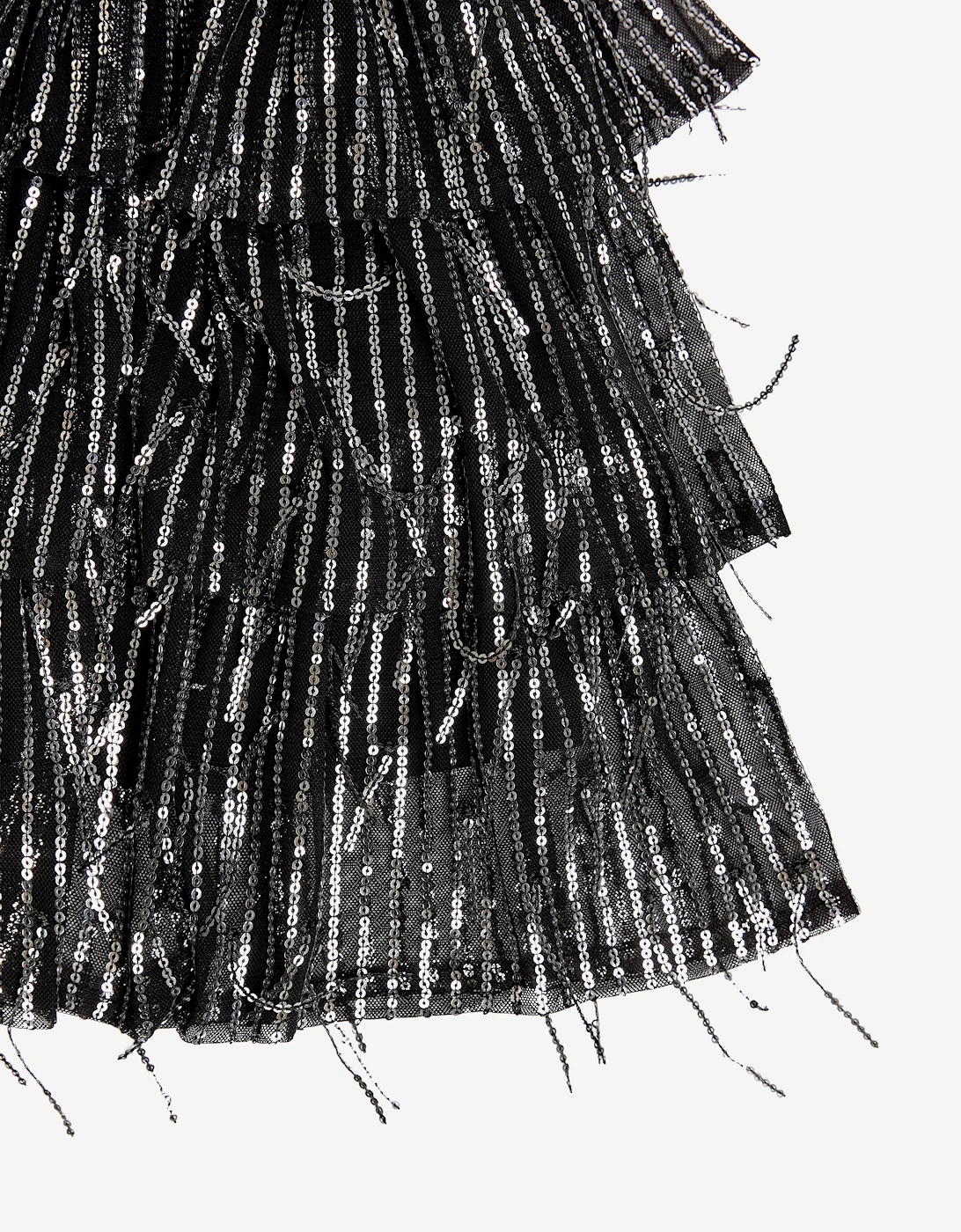 BCBGMAXAZRIA Girls Sequin Fringe Skirt in Black