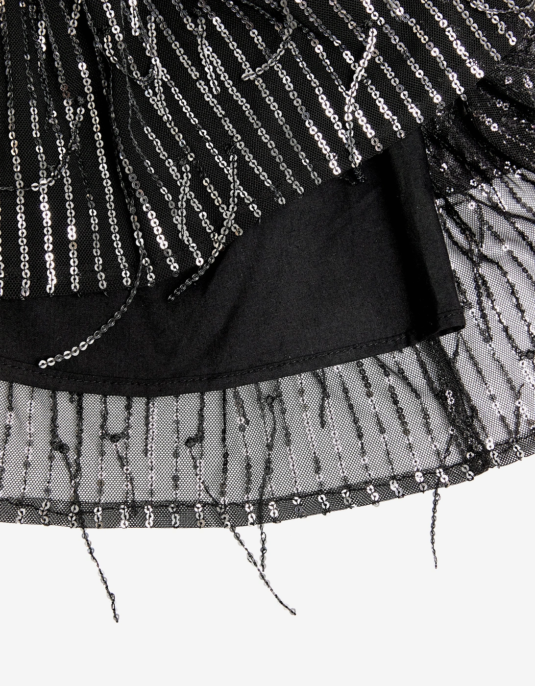 BCBGMAXAZRIA Girls Sequin Fringe Skirt in Black
