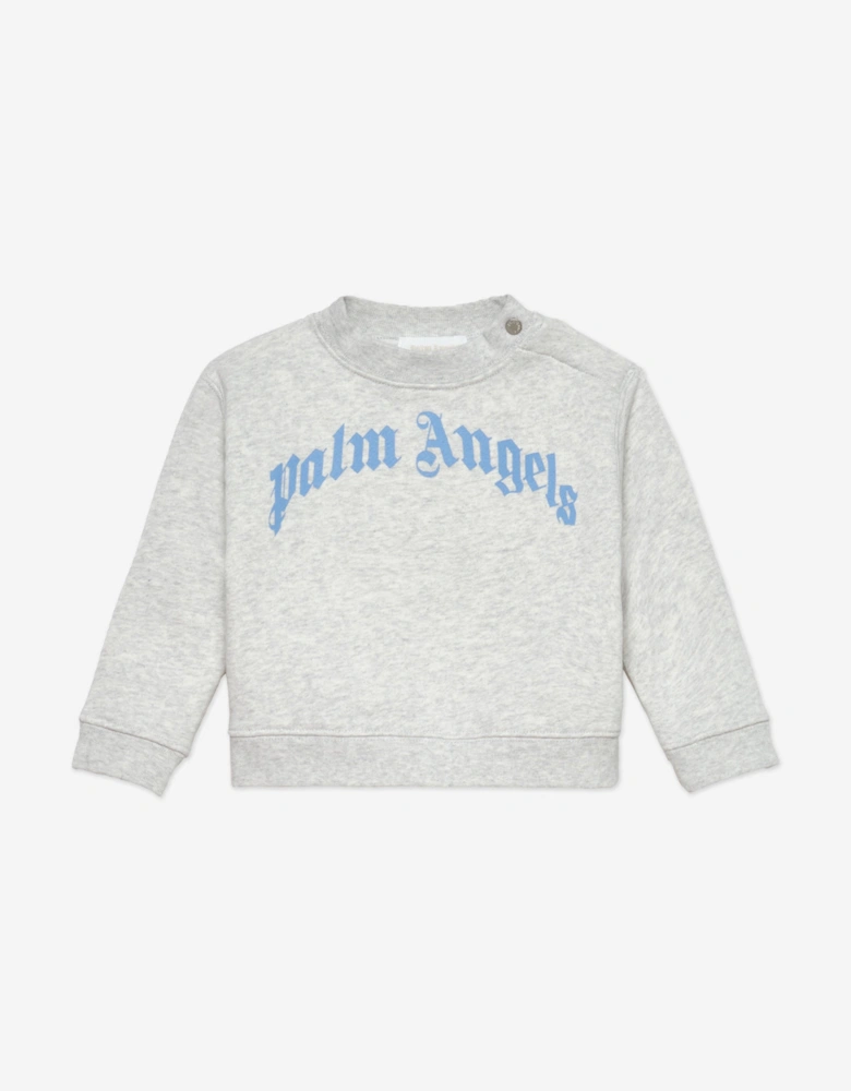 Baby Boys Curved Logo Sweatshirt in Grey