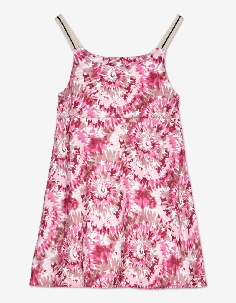 Girls AOP Tie-Dye Track Slip Dress in Pink