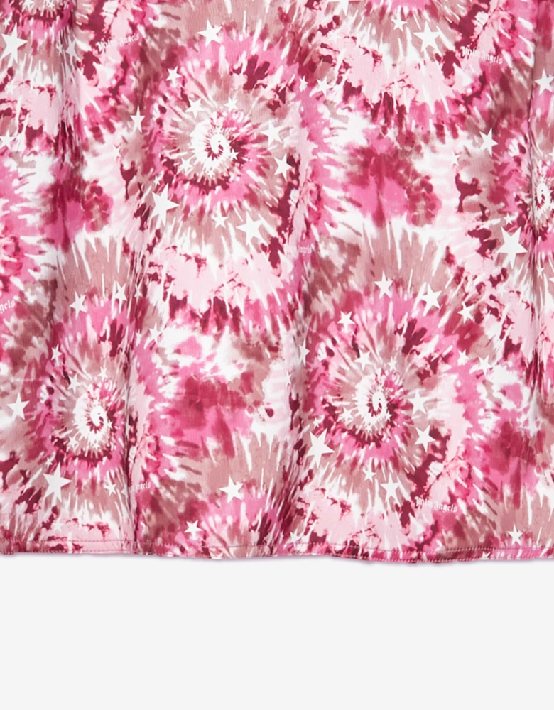 Girls AOP Tie-Dye Track Slip Dress in Pink