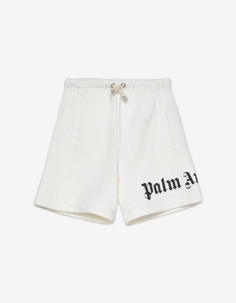 Palm Angels Boys Overlogo Sweat Shorts in Ivory