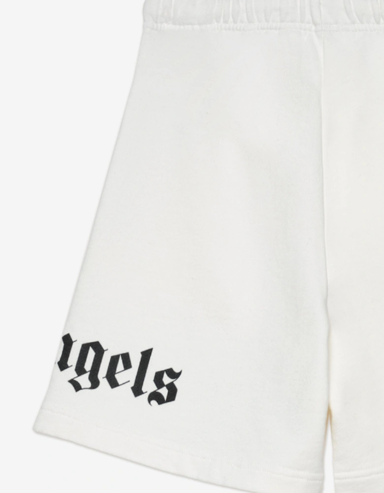 Palm Angels Boys Overlogo Sweat Shorts in Ivory