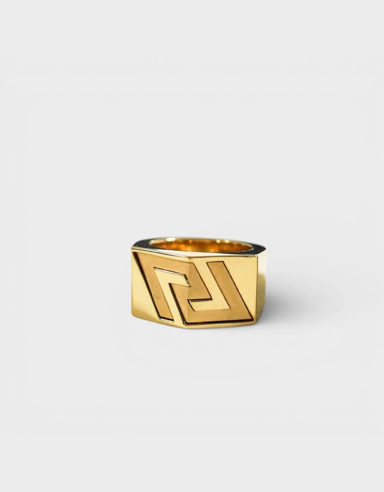 Greca Engraved Gold Ring