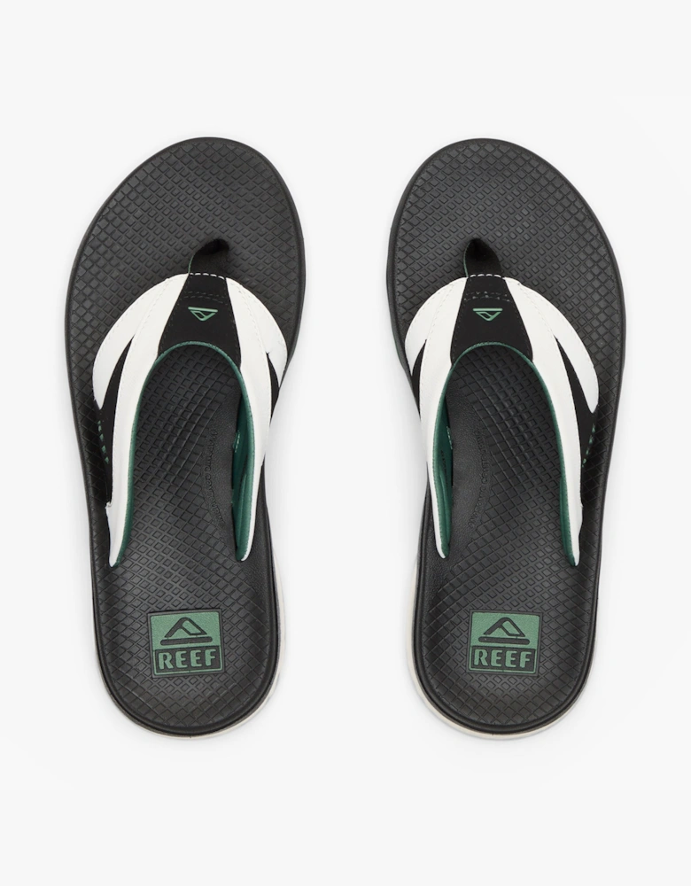 FANNING Mens Toe-Post Sandals White/Black/Green
