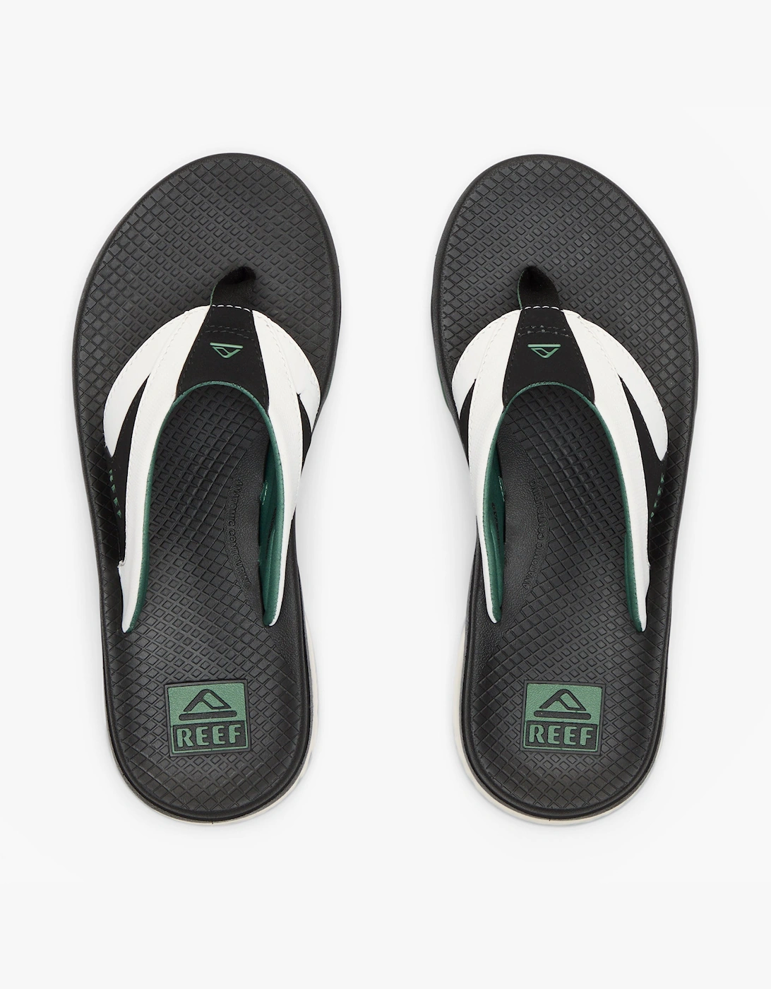 Reef Men's White Fanning Toe-Post Sandals /Black/Green - Size: 11