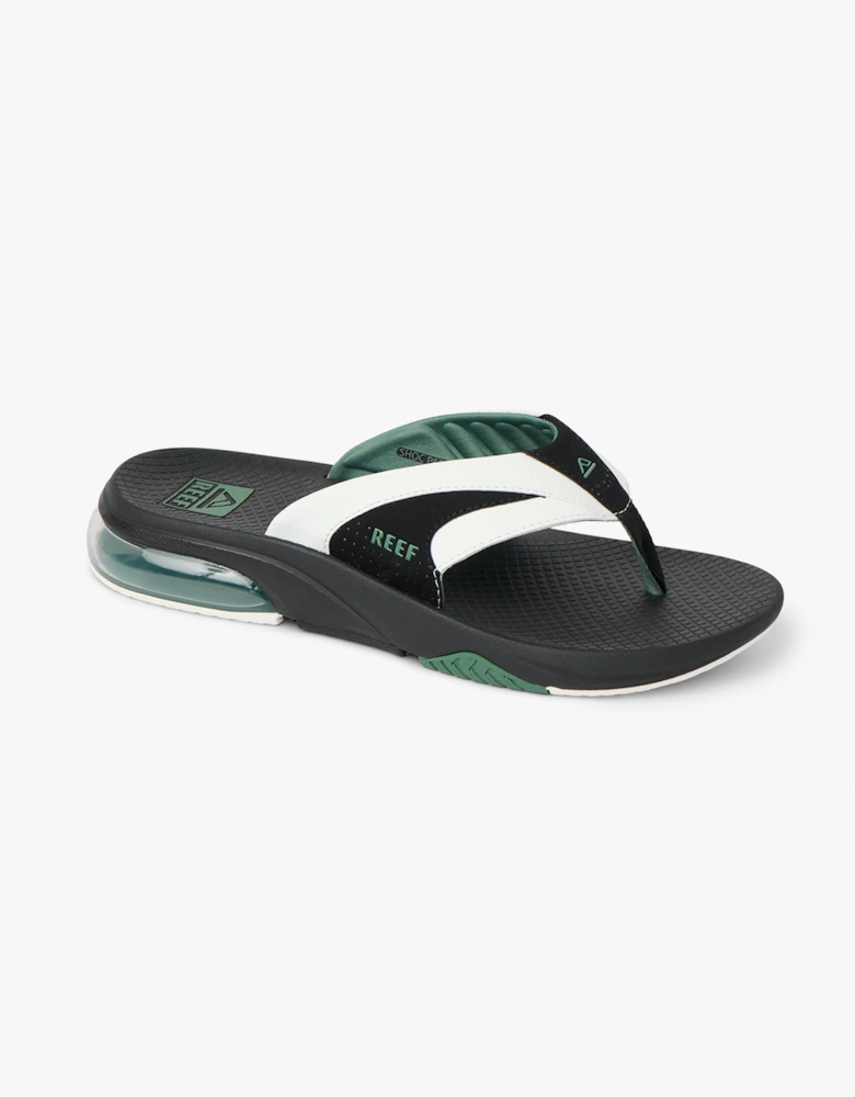 FANNING Mens Toe-Post Sandals White/Black/Green
