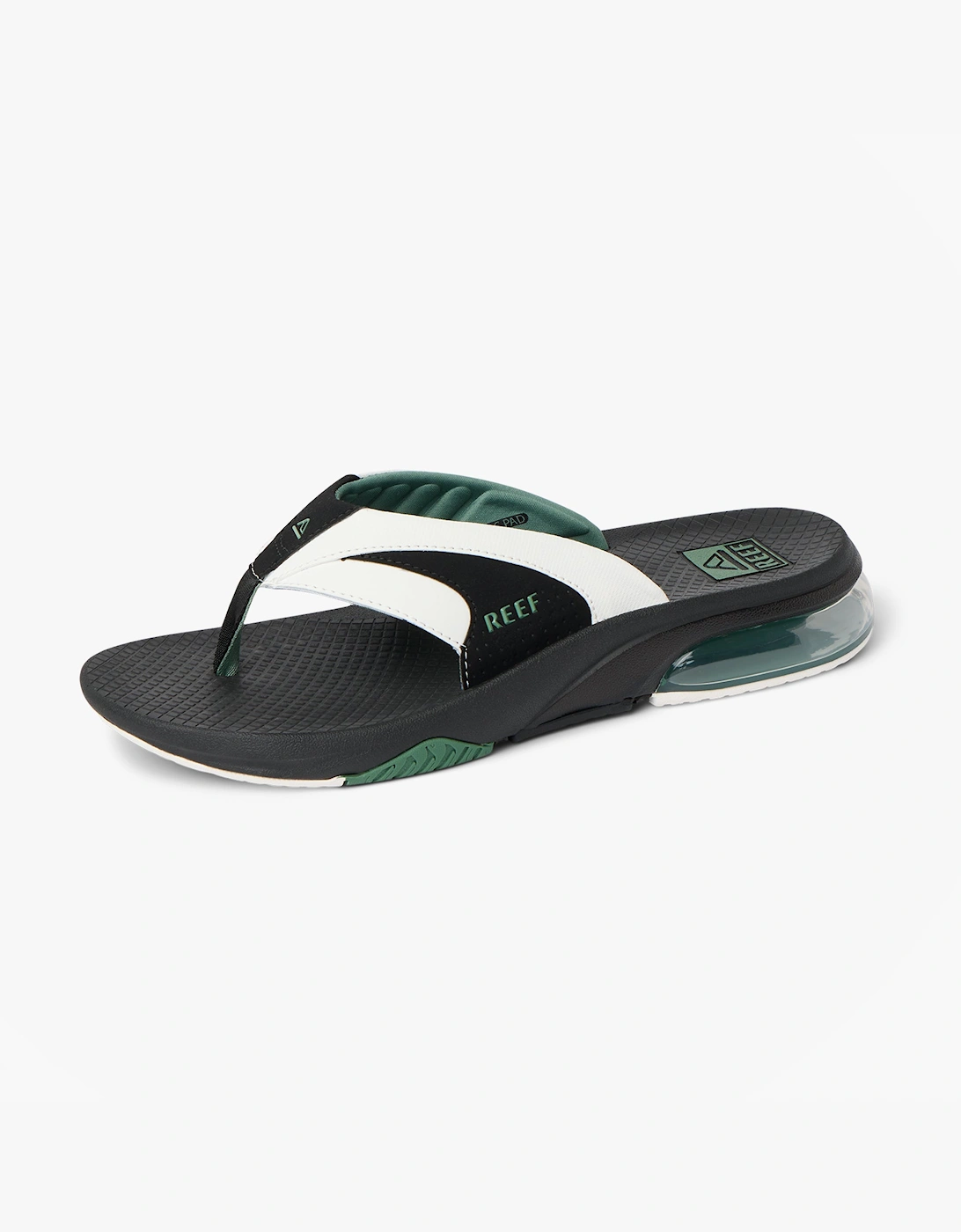 FANNING Mens Toe-Post Sandals White/Black/Green