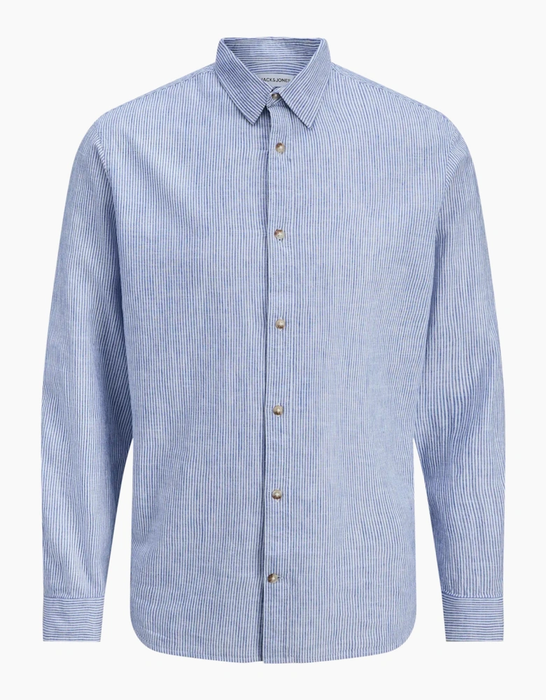 Stripes Linen Blend Shirt BLUE