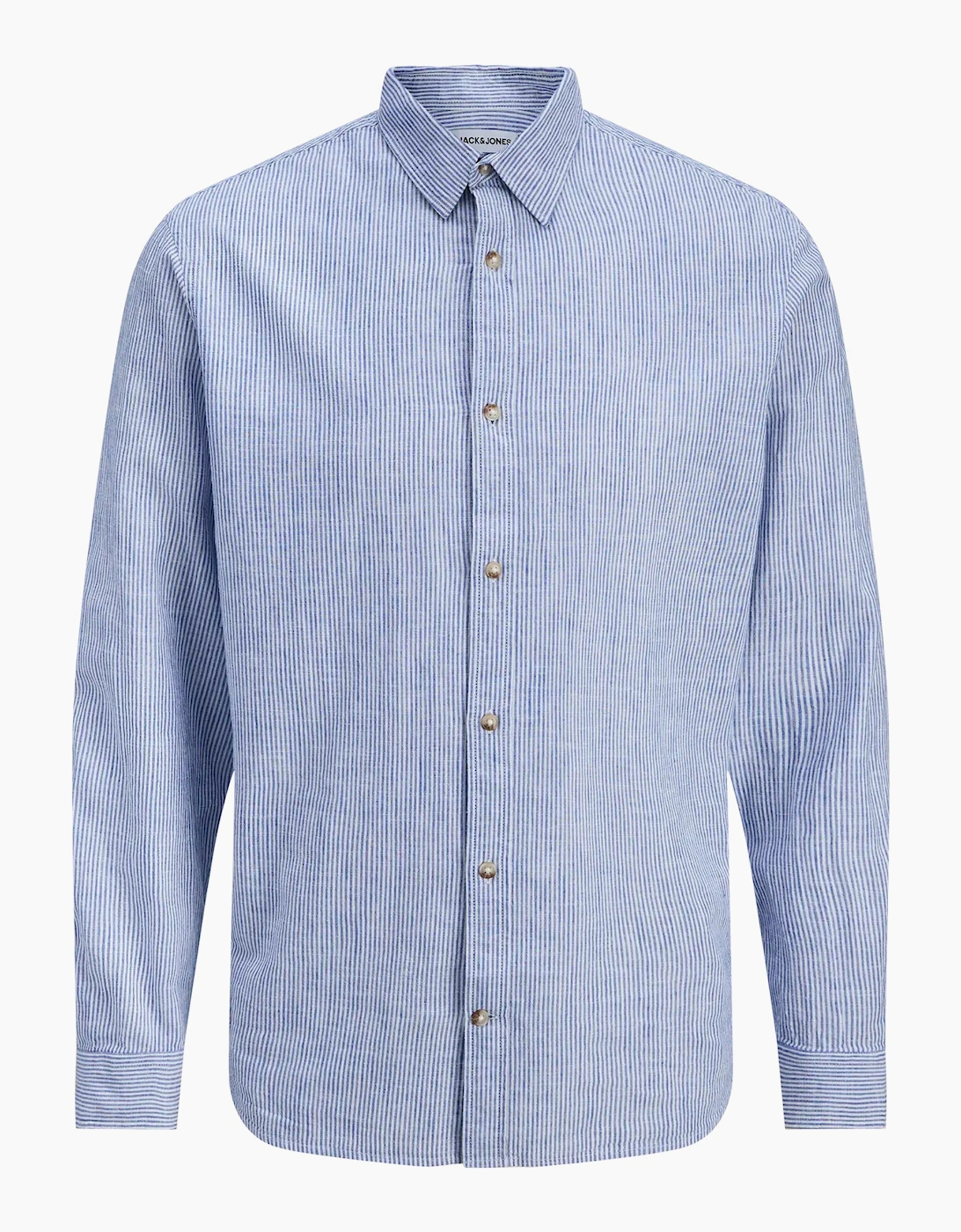 Jack & Jones Men's Blue Stripes Linen Blend Shirt - Size: 42/Regular