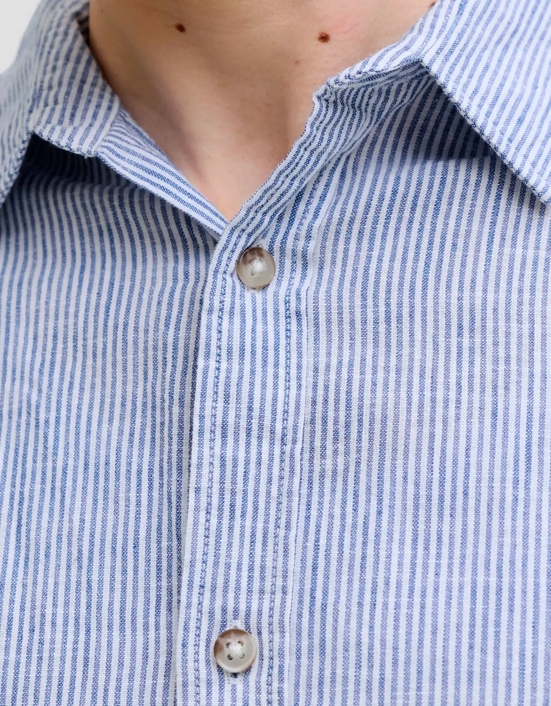 Stripes Linen Blend Shirt BLUE