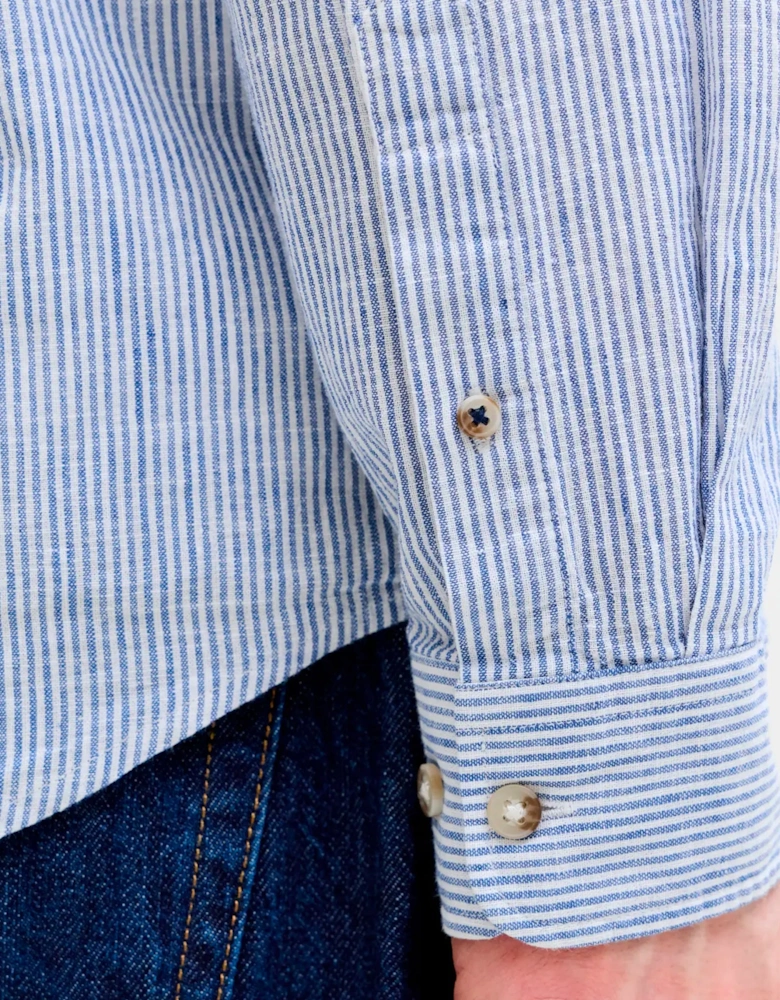 Stripes Linen Blend Shirt BLUE