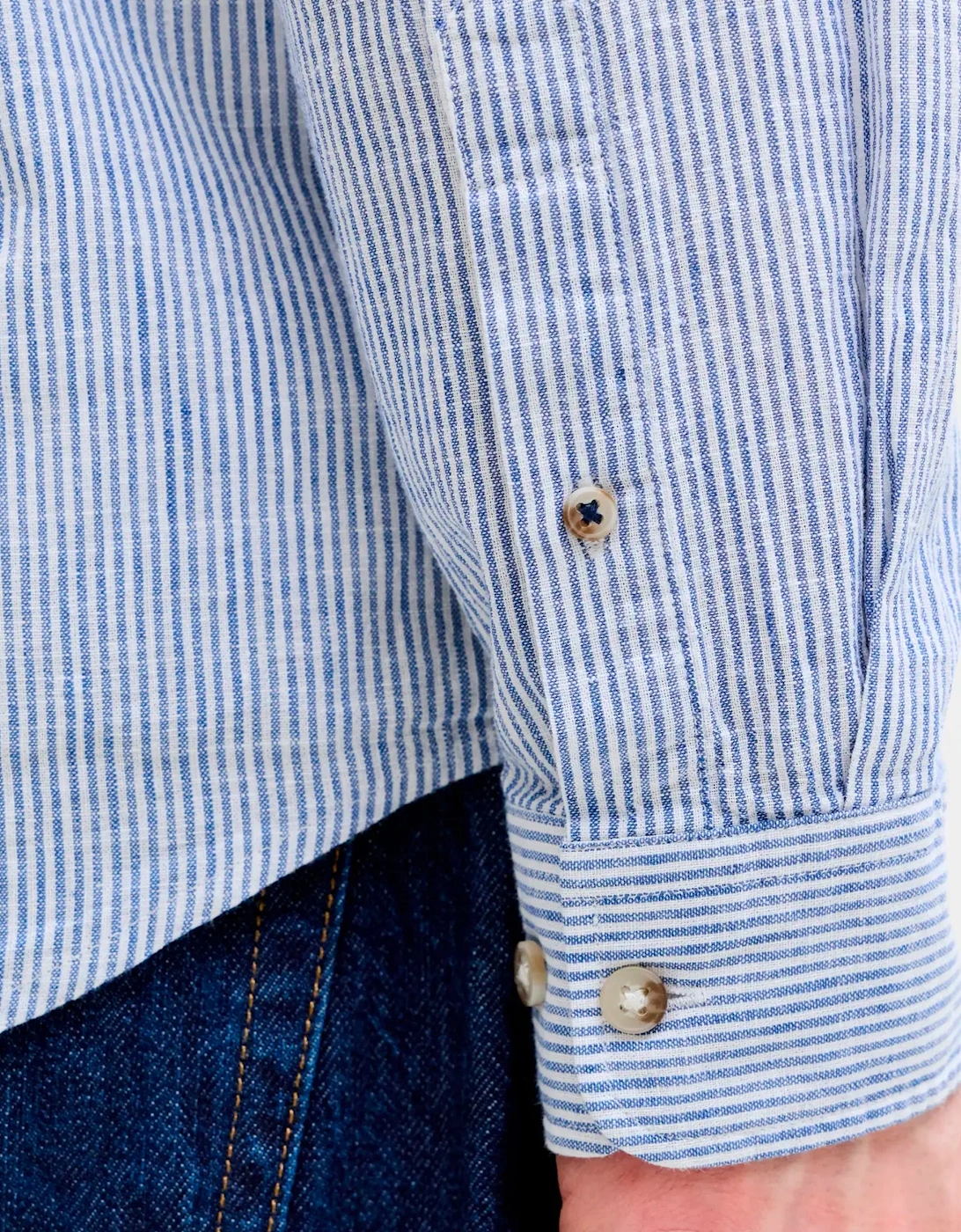 Stripes Linen Blend Shirt BLUE