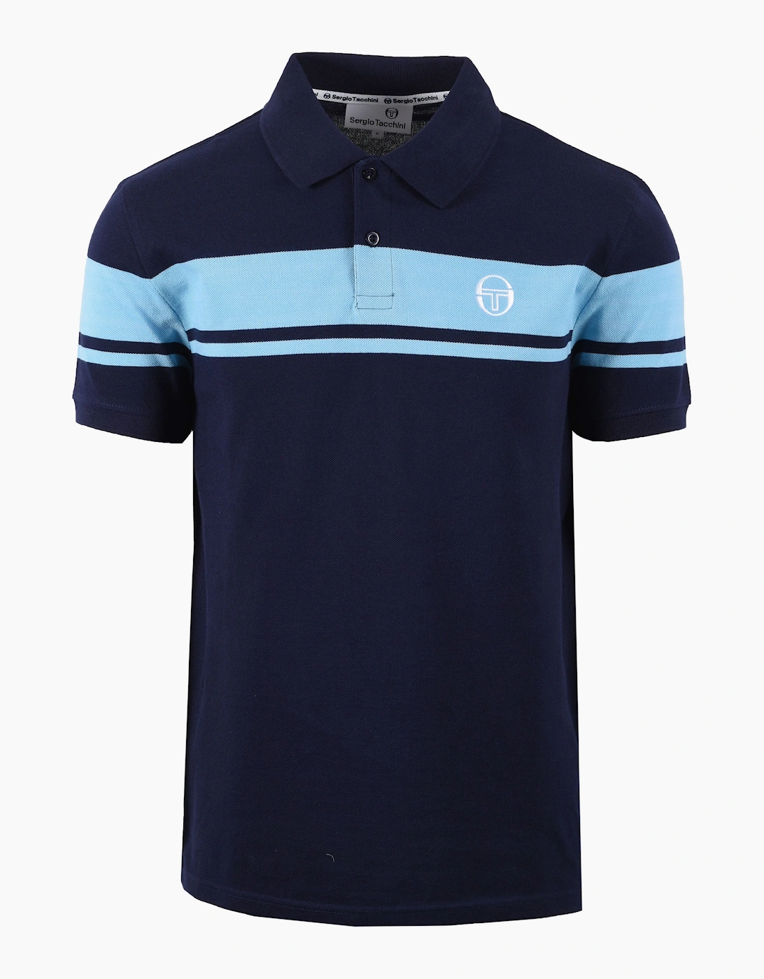 Sergio Tacchini Men's Black Young Line Polo Maritime Blue/Baltic Sea  44 Size 2XL