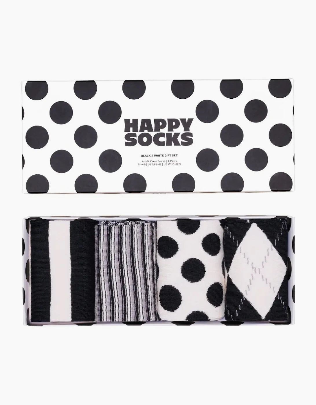 Happy Socks Women's 4-Pack Black and White Socks Gift Set