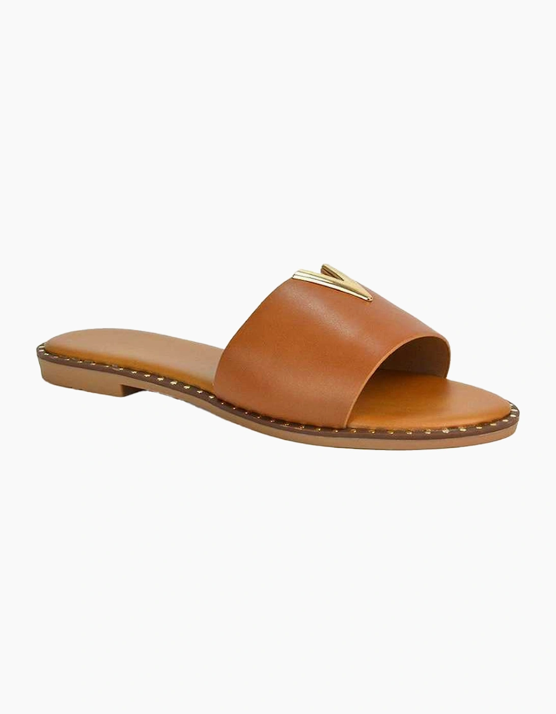 Women's XY London Womens/Ladies Rorie Cut Out Sliders - Brown - Size: 7