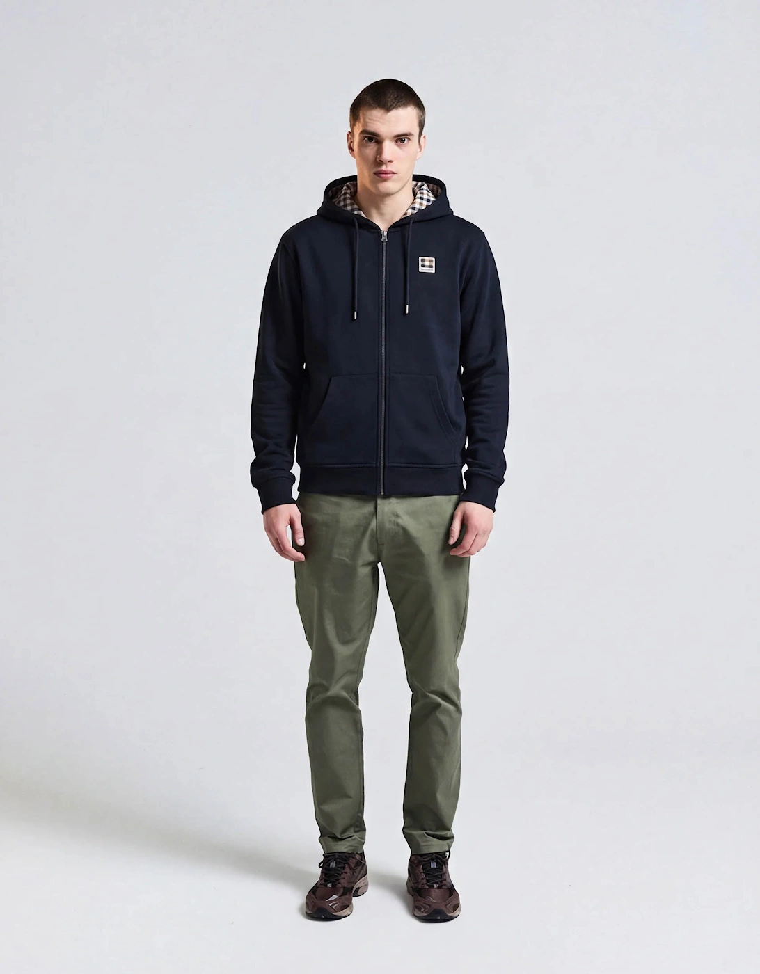 Mens Full Zip Badge Hoodie - Navy 11, 4 of 3