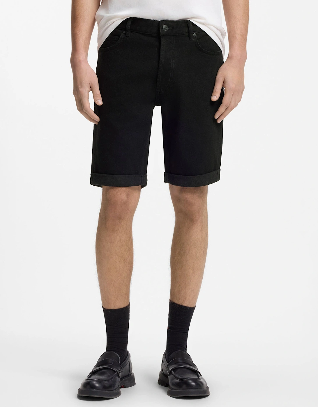 HUGO 634 Mens Tapered Fit Denim Shorts - Black 001, 5 of 4