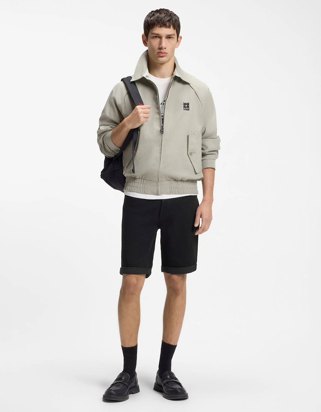 HUGO 634 Mens Tapered Fit Denim Shorts - Black 001