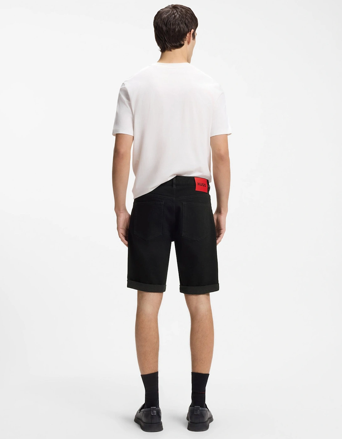 HUGO 634 Mens Tapered Fit Denim Shorts - Black 001