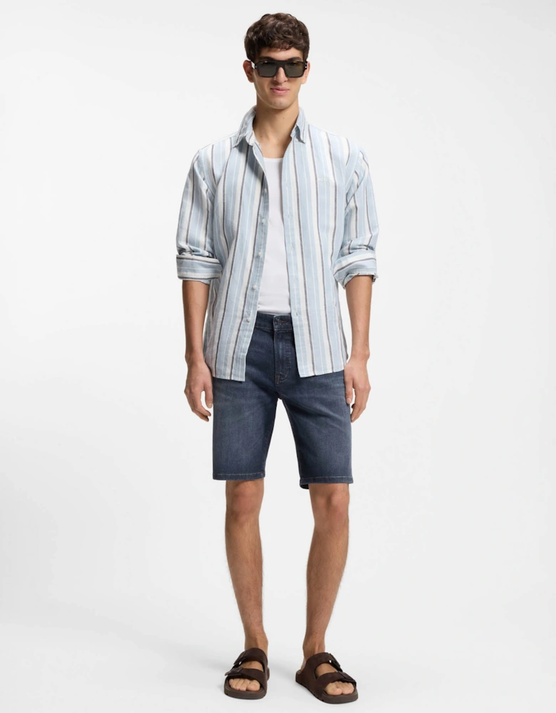 BOSS Orange Maine Regular-Fit Shorts in Soft-Motion Denim - Medium Blue 420