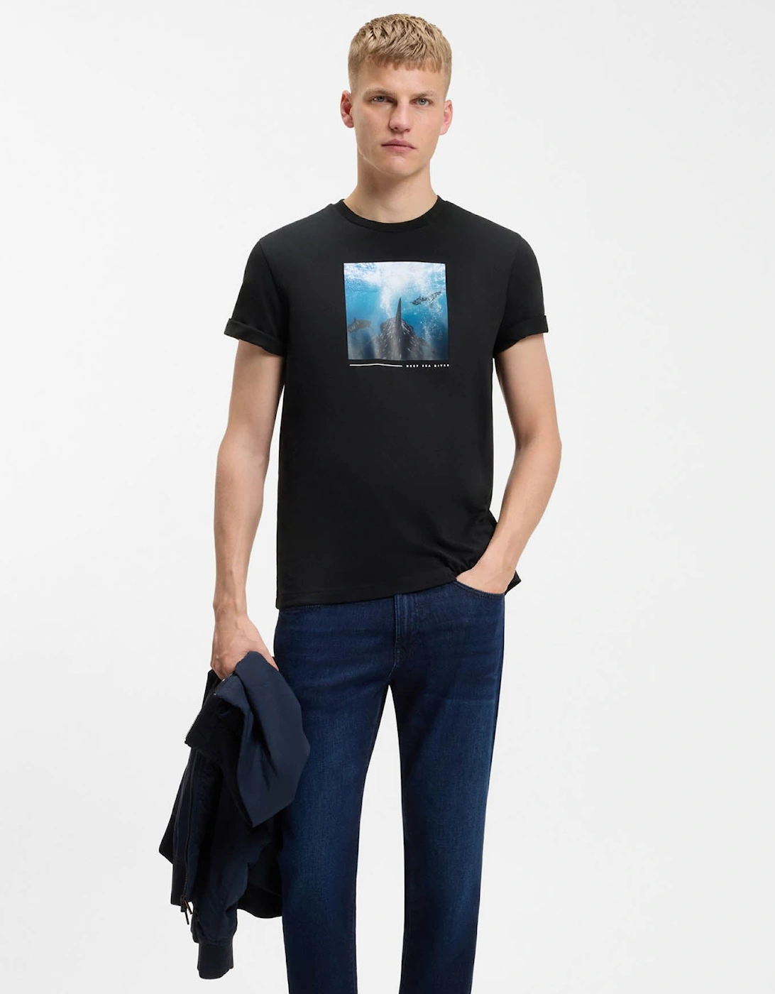 BOSS Orange Te Creature Mens Graphic Print T-Shirt - Black 001