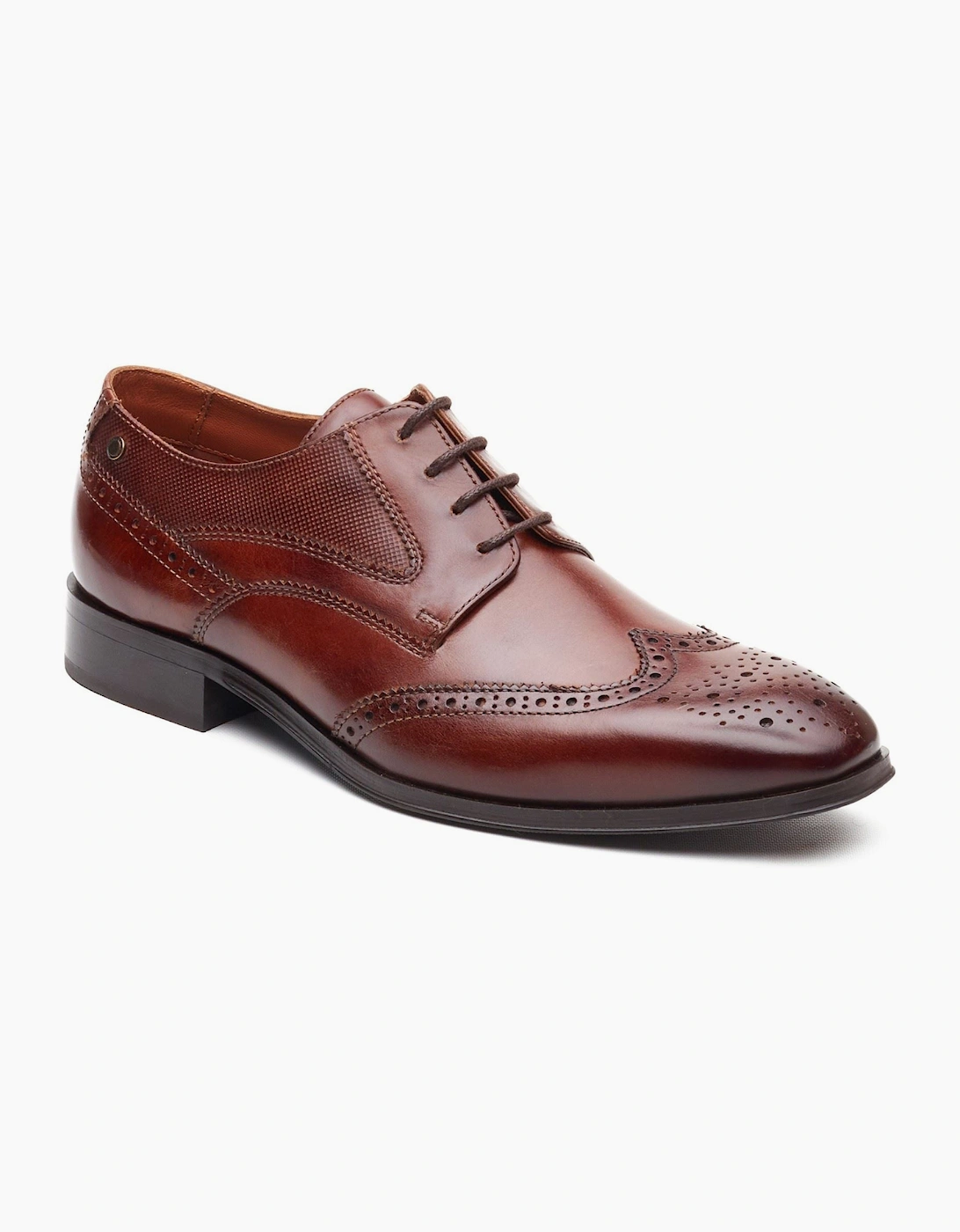 Base Men's Brown London Steeple Brogue Leather Burnt Tan Brogues Shoes - Size: 10
