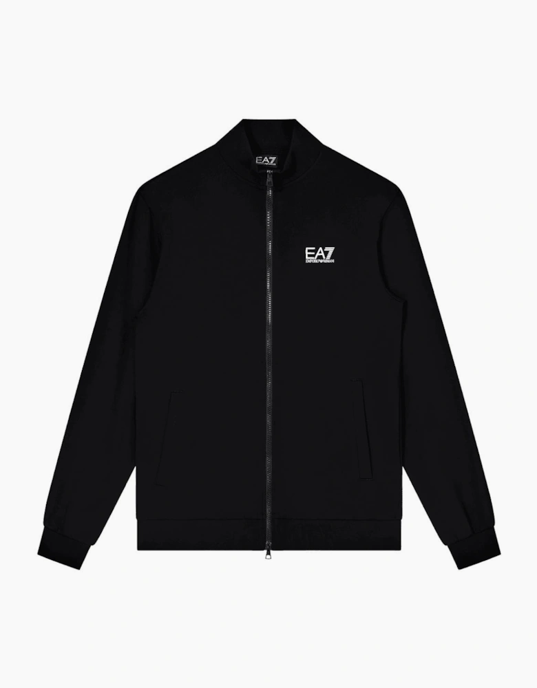 Lightweight Full Zip Funnel Neck Black Sweatshirt