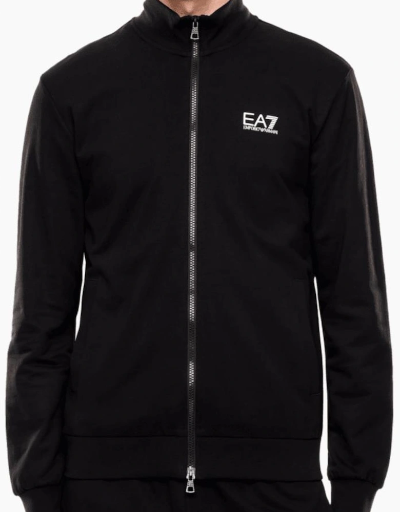 Lightweight Full Zip Funnel Neck Black Sweatshirt