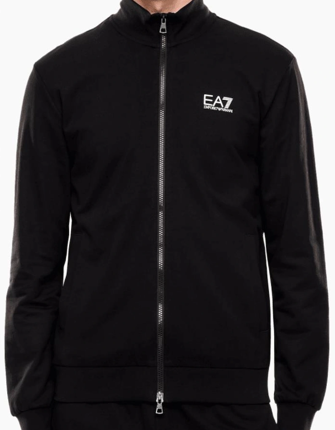 Lightweight Full Zip Funnel Neck Black Sweatshirt