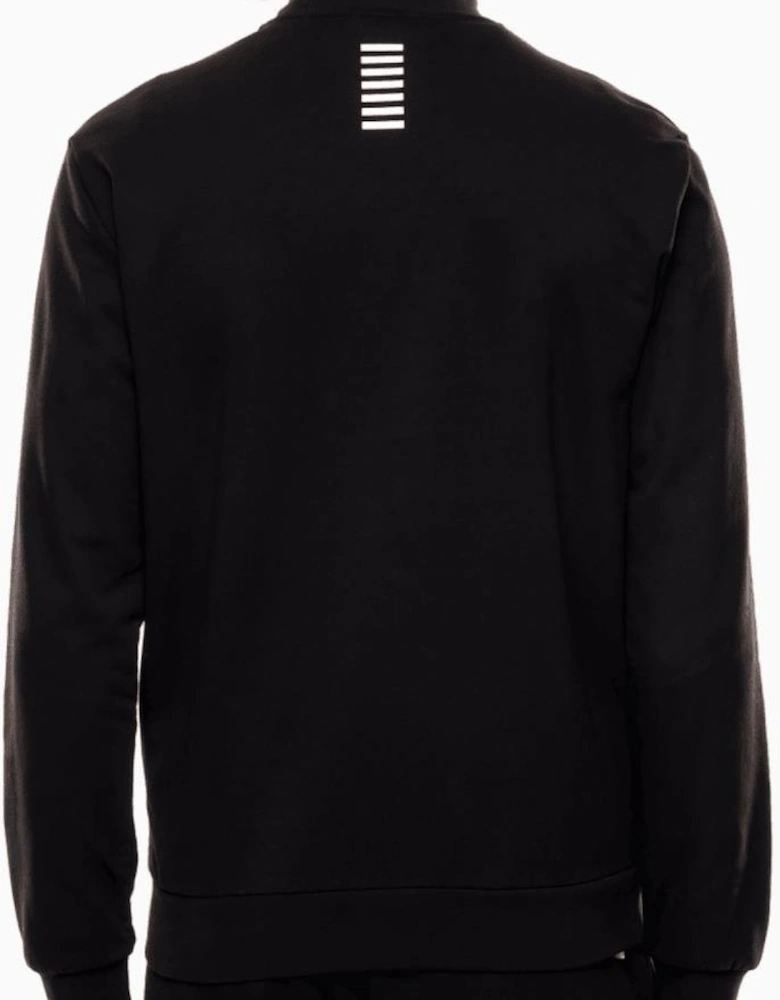 Lightweight Full Zip Funnel Neck Black Sweatshirt