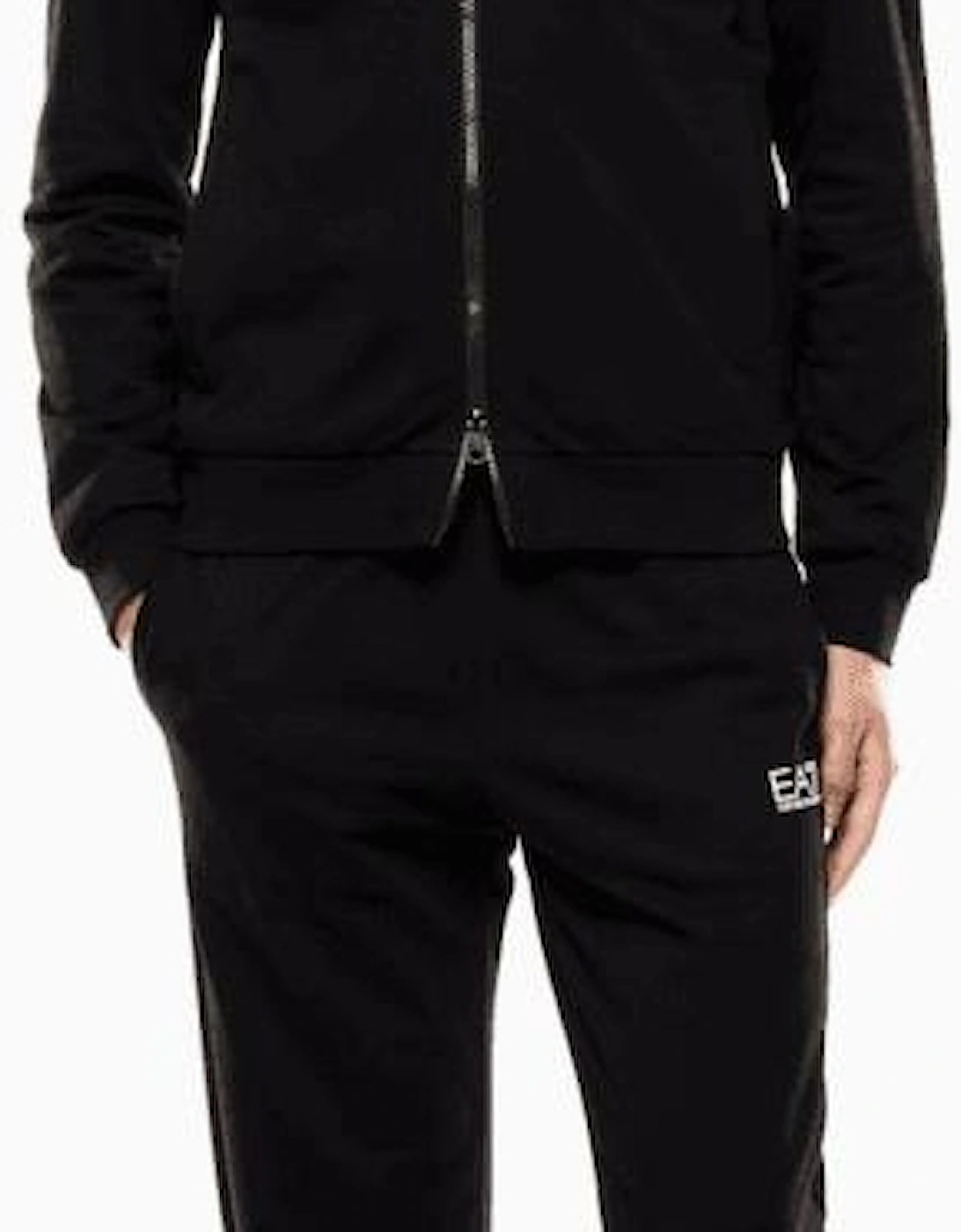 Lightweight Full Zip Funnel Neck Black Sweatshirt