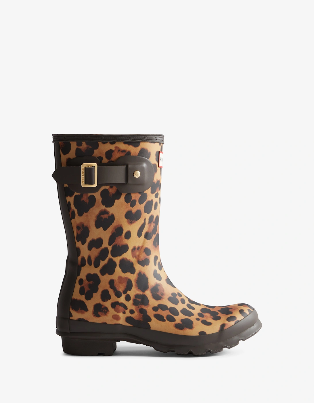 Hunter Women's Brown Original Short Leopard Boot - Leopard Print/Chocolate - Size 6