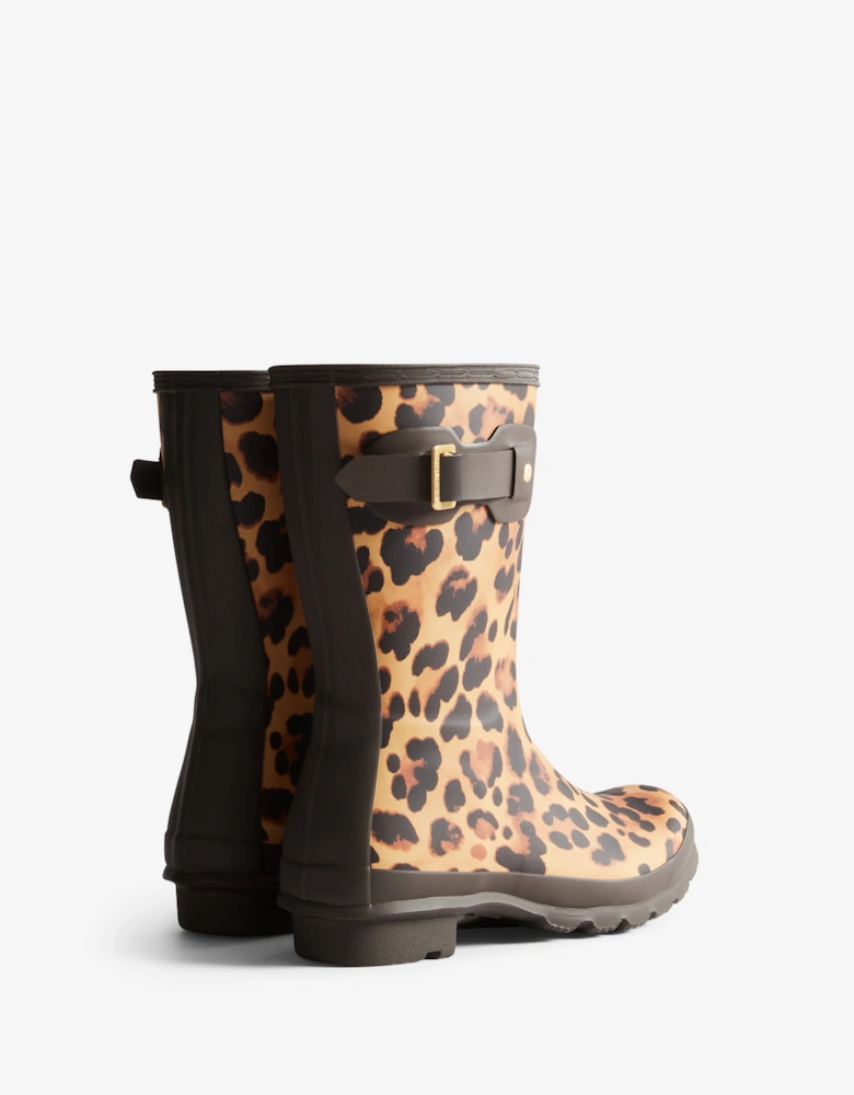 Womens Original Short Leopard Boot - Leopard Print/Chocolate Brown