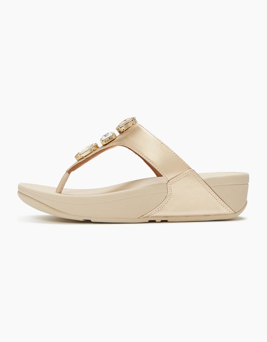 FitFlop Womens Lulu Ultra-Jewel Metallic Toe-Post Sandals - Platino 675