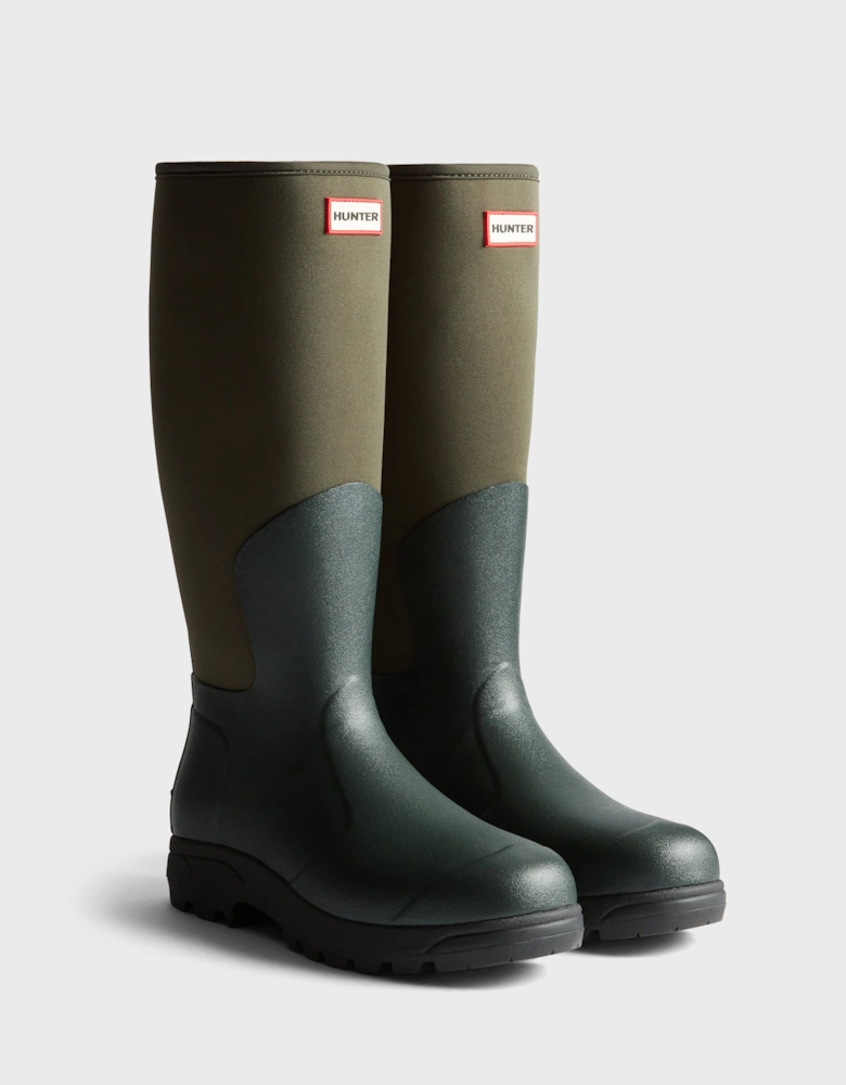Unisex Balmoral Neoprene Tall Boot - Dark Olive/Black