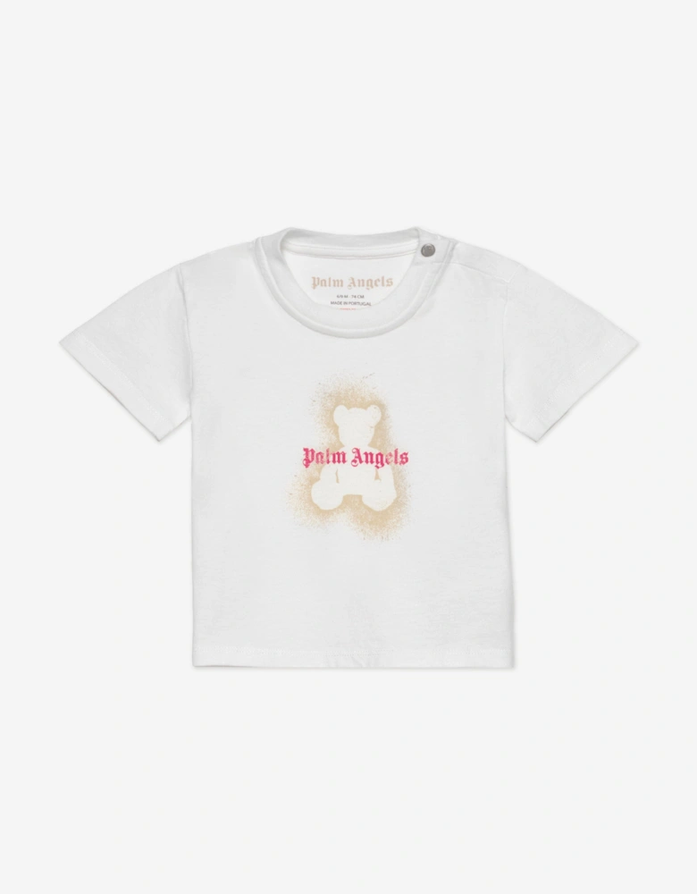Baby Girls Spray Bear T-Shirt in Ivory