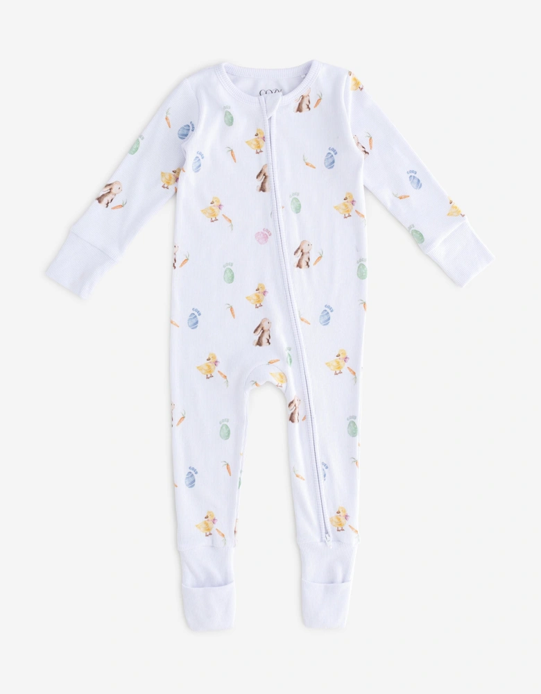 Baby The COZY Hop Ribbed Sleepsuit in White